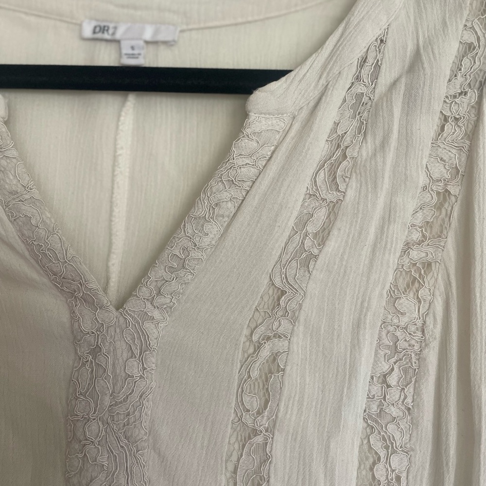 Boho white lace v-neck blouse